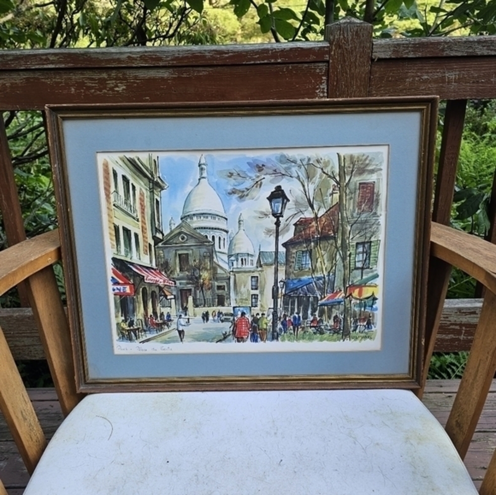 Vintage print of Place du‎ Centre, signed Raphael.